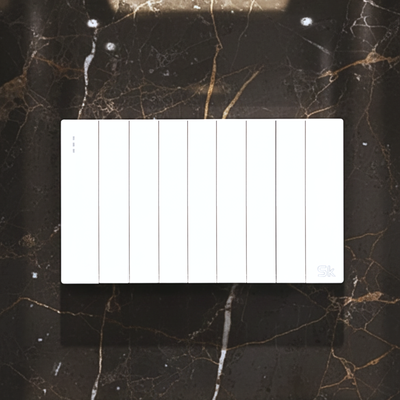 Lotus SK Piano White Series - 9 Gang Switch Panel