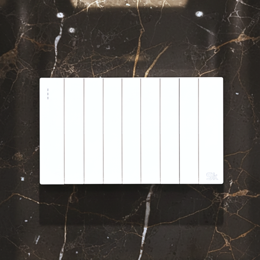 Lotus SK Piano White Series - 9 Gang Switch Panel