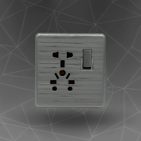 SK Inspire Grey Series - Single Multi-Universal Switched Socket Panel