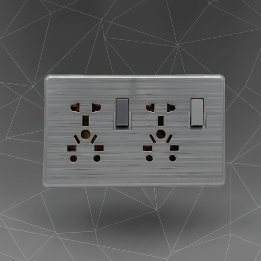 SK Inspire Grey Series - Double Multi-Universal Switched Socket