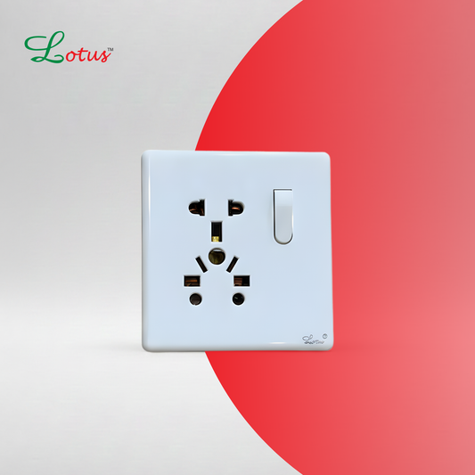 Lotus Slim White Series - Universal Multi-Socket with Switch